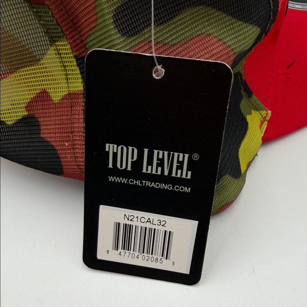 Top Level Red Cali Script on Black Republic Snapback Hat - Picture 4 of 7